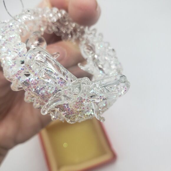 Vintage Silvestri Spun Glass Nativity Scene Mary Joseph & Jesus Ornament in Box - Picture 8 of 12